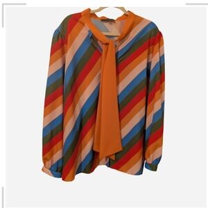 Eloquii Colorful Diagonal Stripe Blouse